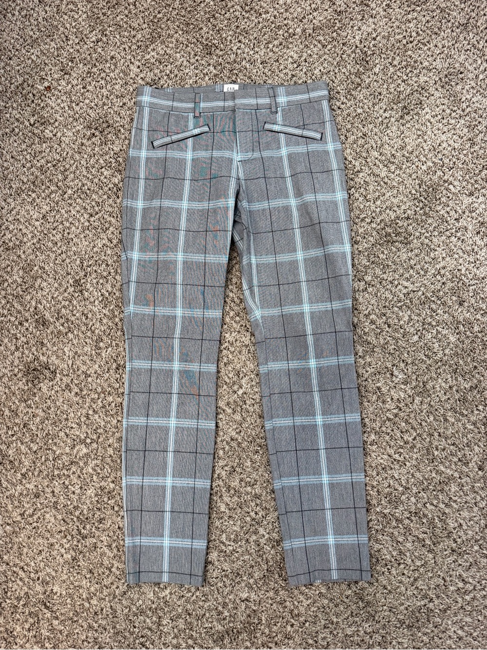 GAP Gray Plaid Skinny Pants with Light Blue Windowpane